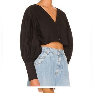 L'Academie The Angeline Top In Black-balloon Sleeves Revolve